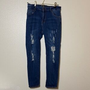 Classic Blue Distressed Skinny Jeans